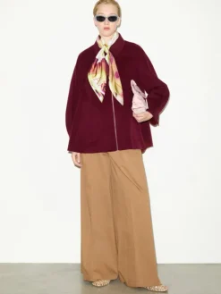 Double-woven wool jacket - bordeaux