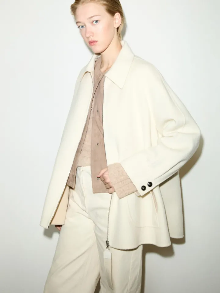 Double-woven wool jacket - wool white