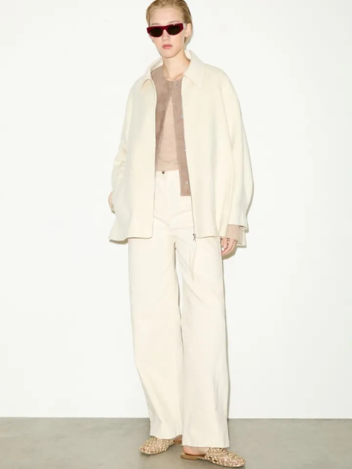 Double-woven wool jacket - wool white