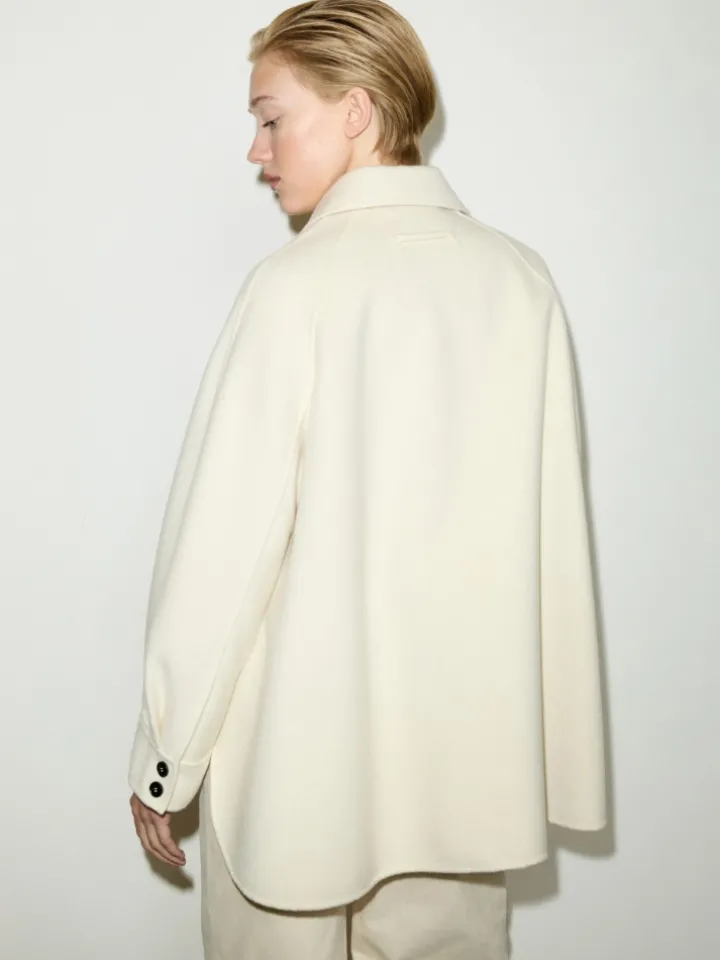Double-woven wool jacket - wool white
