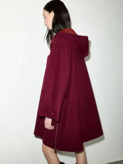 Double-woven wool parka - bordeaux