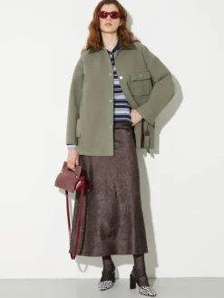 Double-woven wool shacket - sage