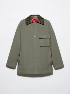 Double-woven wool shacket - sage