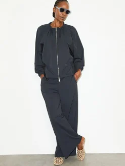Drawstring jersey jacket - black