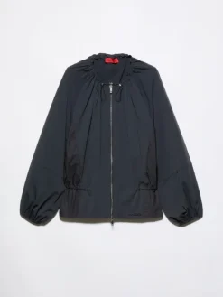 Drawstring jersey jacket - black