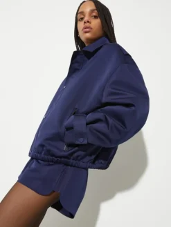 Duchesse satin bomber jacket - navy