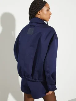 Duchesse satin bomber jacket - navy