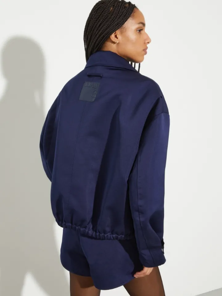 Duchesse satin bomber jacket - navy