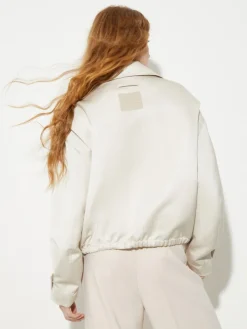 Duchesse satin bomber jacket - nudo
