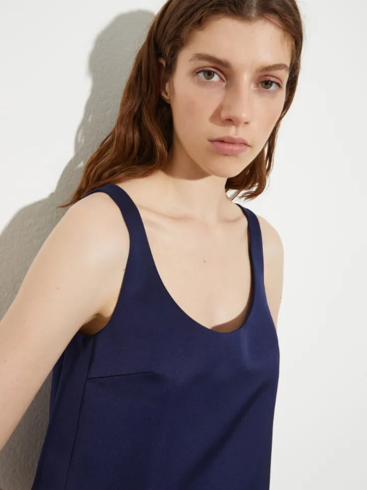 Duchesse-satin mini dress - navy