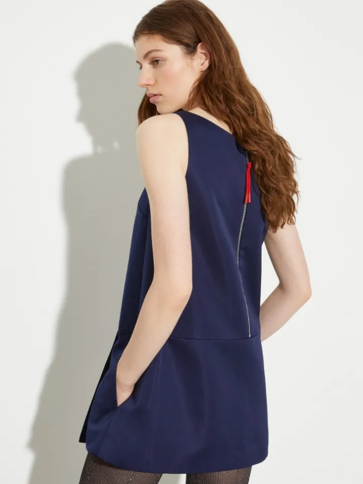Duchesse-satin mini dress - navy