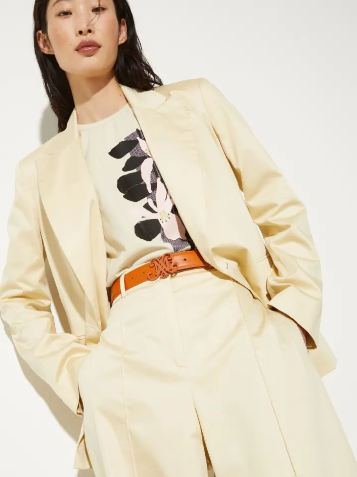 Emblem buckle leather belt - tangerine