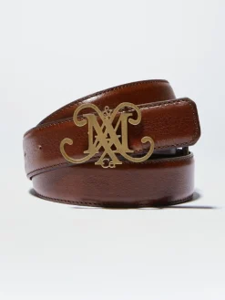 Emblem leather belt - brown