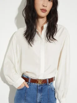 Emblem leather belt - brown