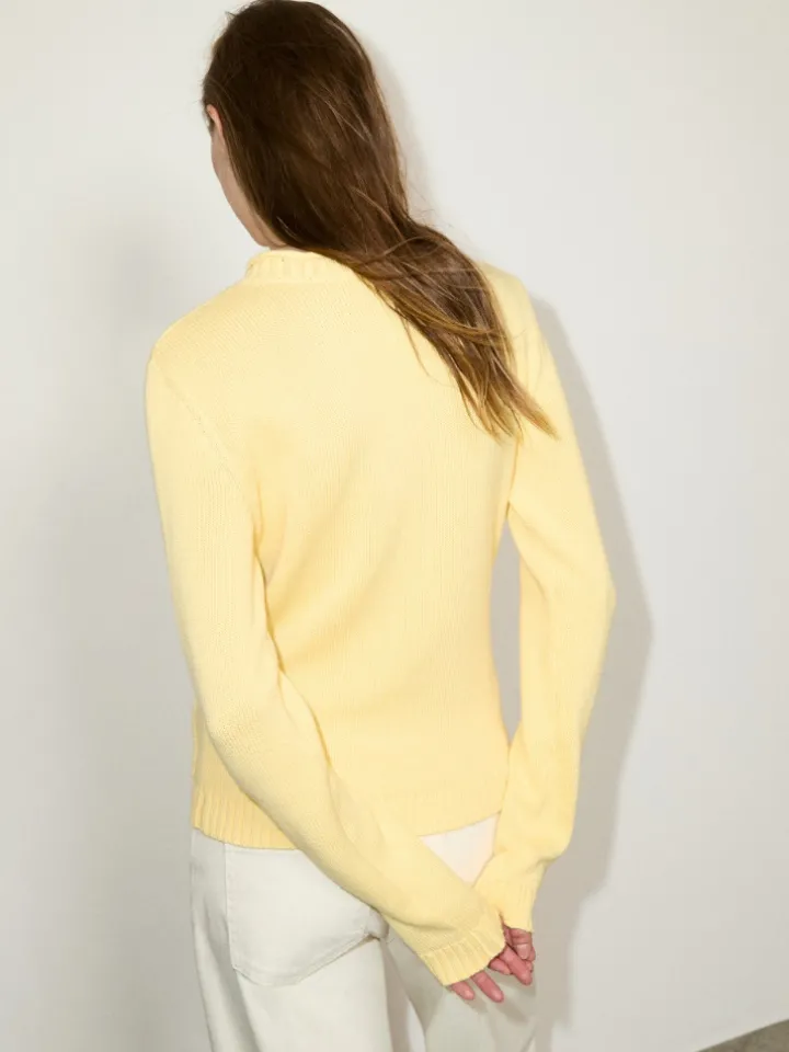 Embroidered cotton cardigan - yellow