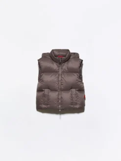 Embroidered down gilet - turtledove