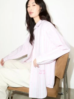 Embroidered linen shirt - pink