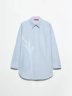 Embroidered poplin shirt - light blue