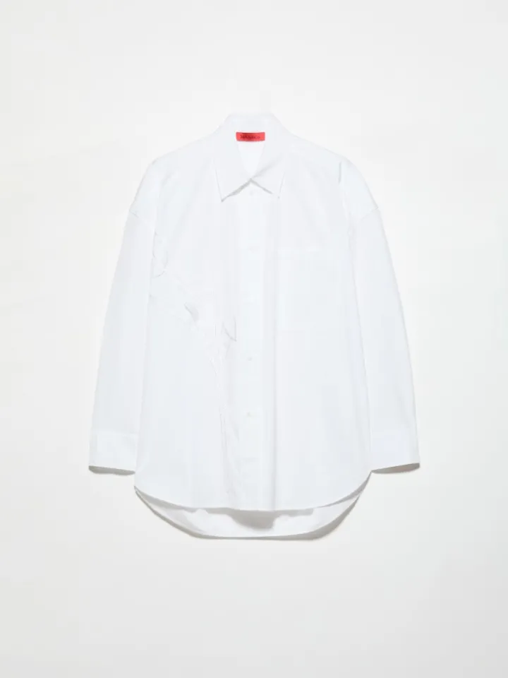 Embroidered poplin shirt - optical white