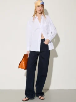 Embroidered poplin shirt - optical white