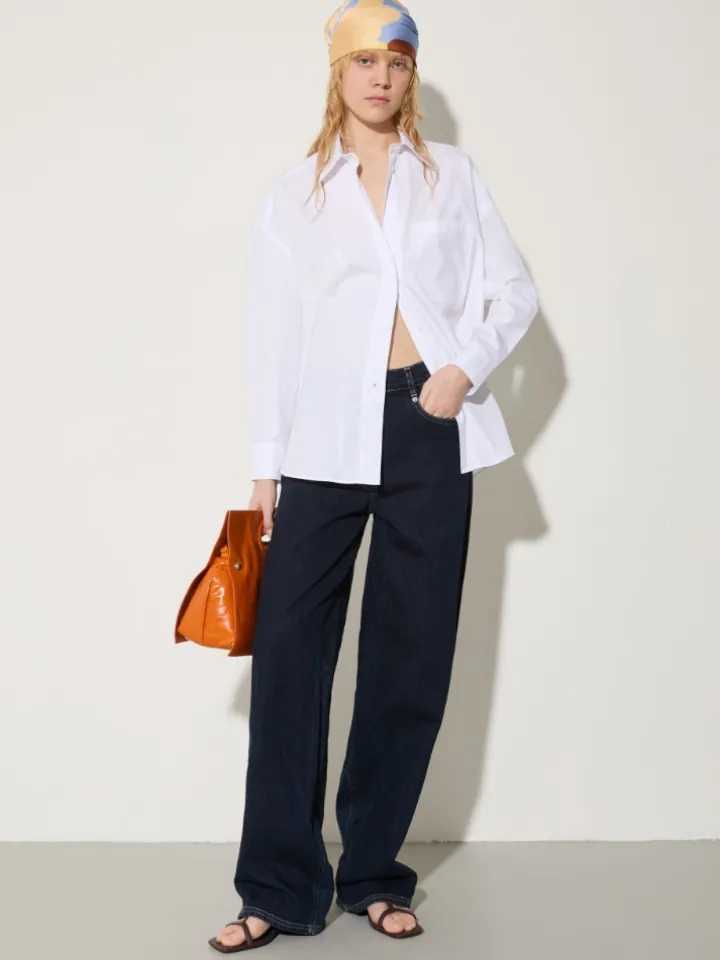 Embroidered poplin shirt - optical white