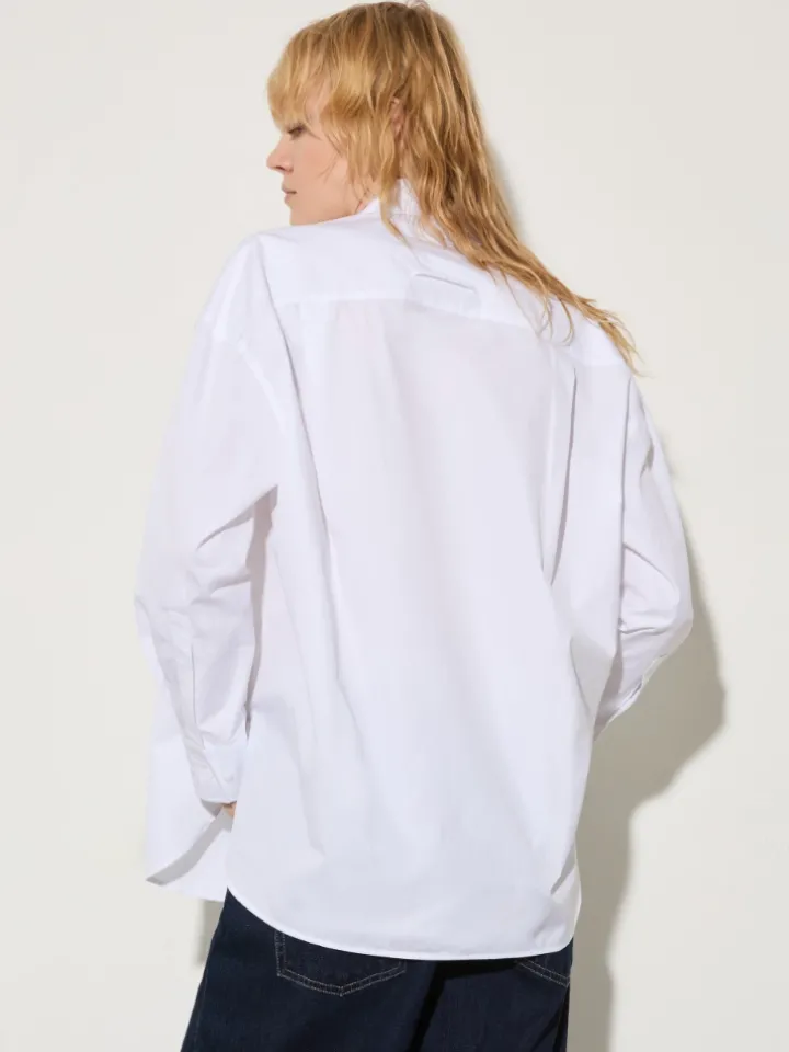 Embroidered poplin shirt - optical white