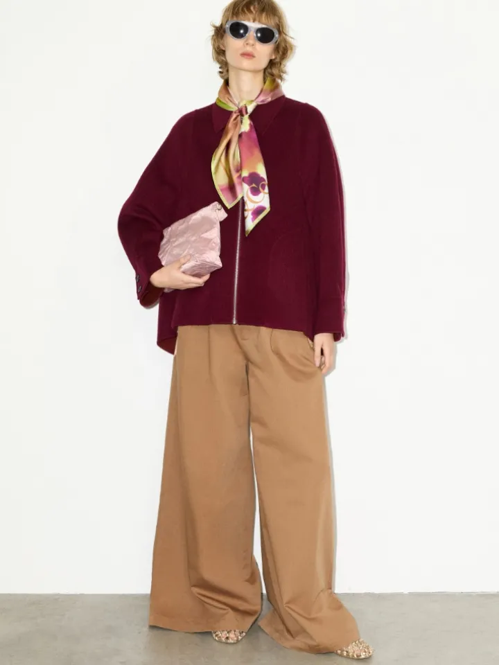 Extra-wide cotton trousers - cinnamon