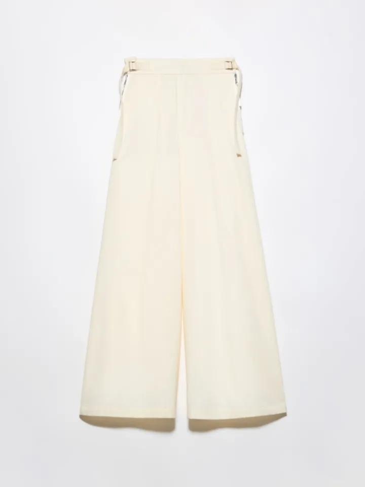 Extra-wide cotton trousers - wool white