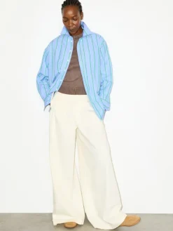 Extra-wide cotton trousers - wool white