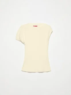 Fine rib-knit asymmetrical top - lemon