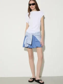 Fine rib-knit asymmetrical top - optical white