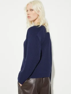Fisherman's rib-knit jumper - navy
