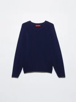 Fisherman's rib-knit jumper - navy