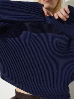 Fisherman's rib-knit jumper - navy