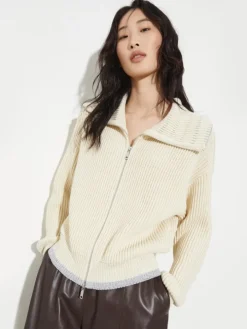 Fisherman’s rib knitted jacket - milk