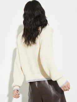 Fisherman’s rib knitted jacket - milk