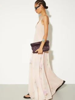 Flared maxi dress - peach
