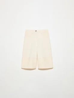 Fleece and basketweave Bermuda shorts - milk