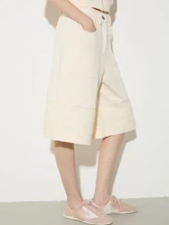 Fleece and basketweave Bermuda shorts - milk