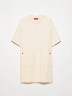 Fleece and basketweave dress - milk