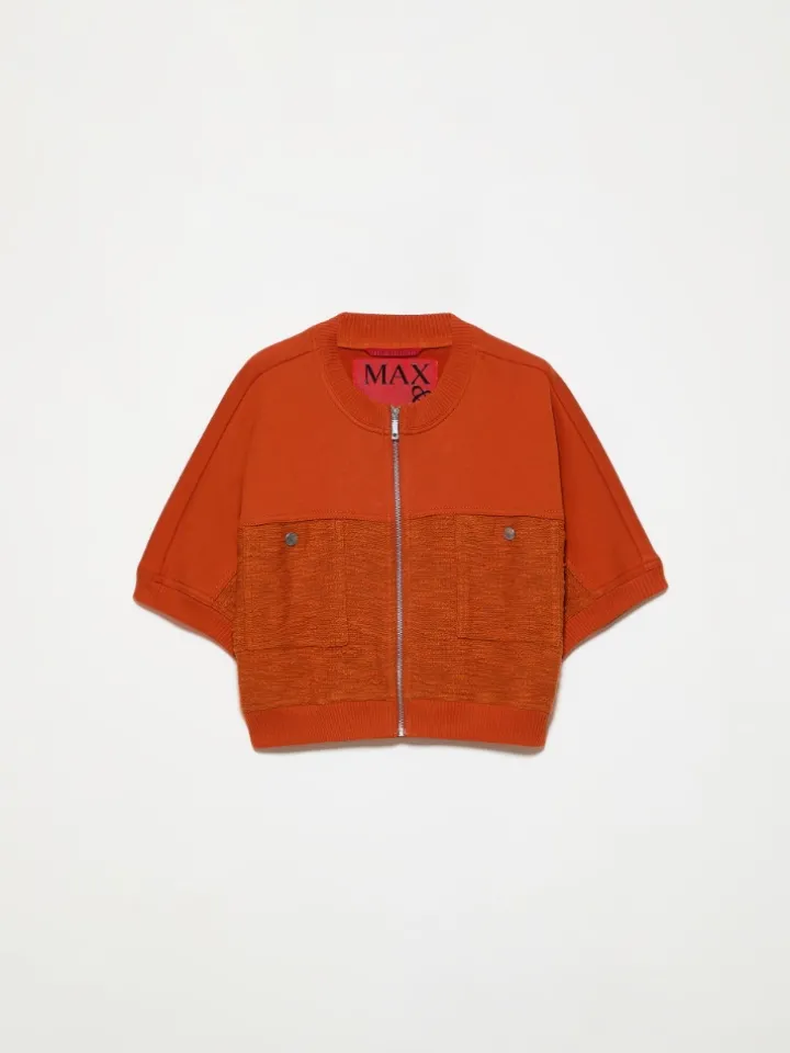 Fleece and basketweave jacket - orange