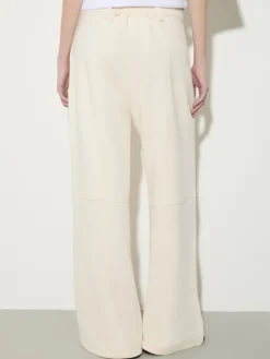 Fleece and basketweave trousers - milk