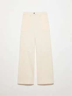 Fleece and basketweave trousers - milk