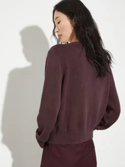 Floral-embroidered cardigan - bordeaux