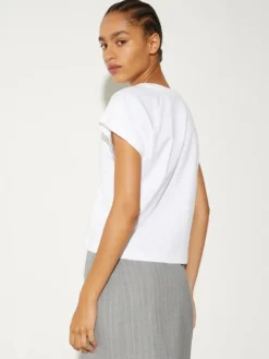 Floral-embroidered T-shirt - optical white