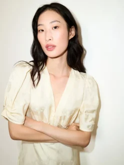 Floral jacquard dress - banana