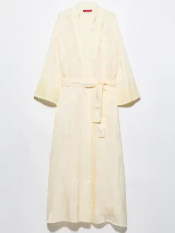 Floral-jacquard duster coat - banana
