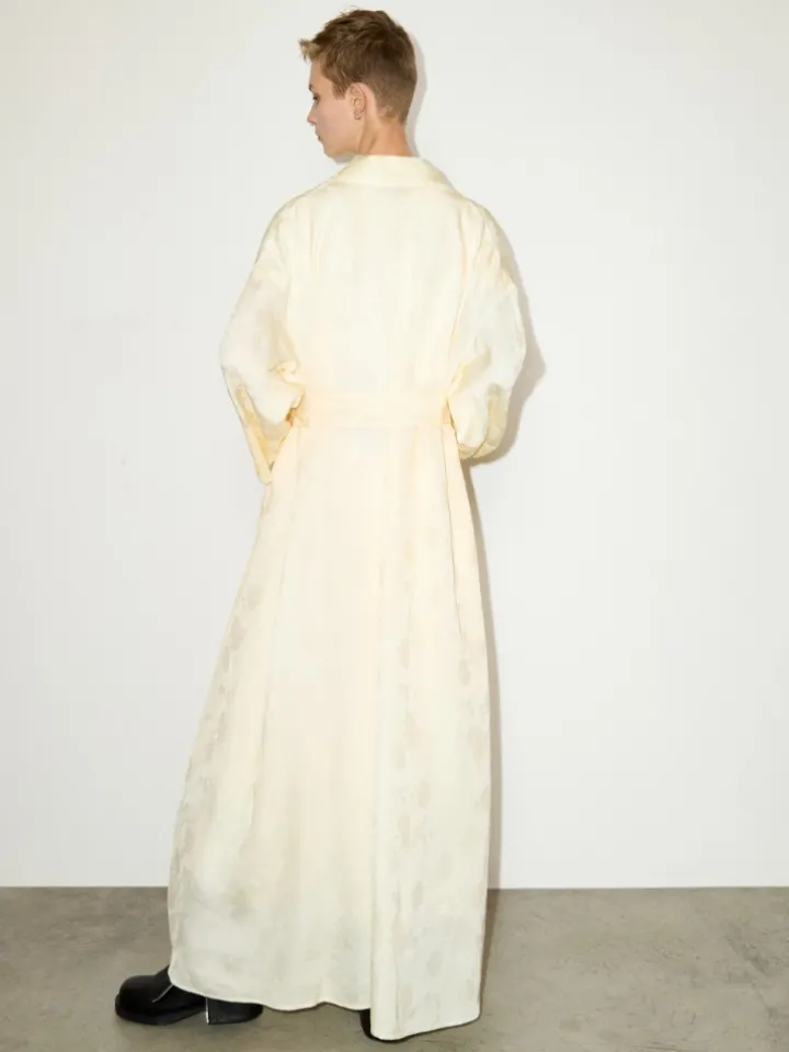 Floral-jacquard duster coat - banana
