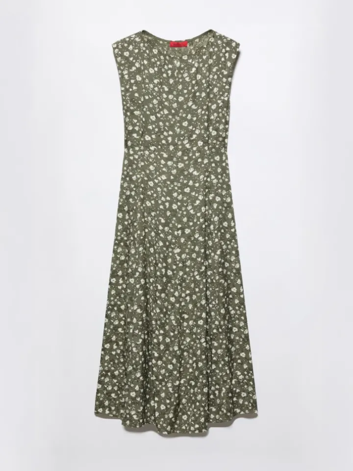 Floral jacquard midi dress - kaki