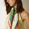 Floral silk-twill scarf - green